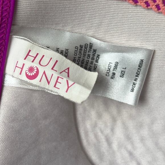Hula Honey Coral Purple Swimsuit Bikini Crochet Push-up Top Large L - Picture 3 of 5